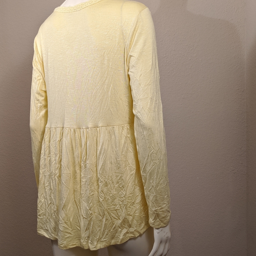 Style & Co. Womens Slub Lace T-Shirt Spring Yellow - Picture 6 of 9